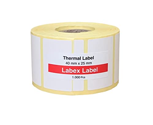 Thermo Etiketten 40x25 mm | Zebra etiketten - Thermo etiketten auf rolle; 1.000 stück - Thermodirekt etiketten - 1 Rolle ;1.000 Thermo label (1 Rolle) von labex label