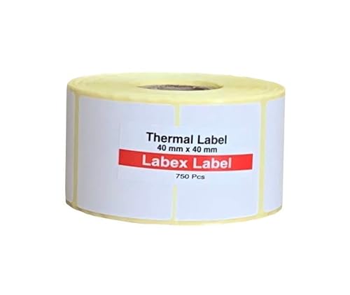 Labex Label - Thermo Etiketten 40x40 mm | Barcode etikett - Thermo etiketten auf rolle; 750 stück - Thermodirekt etiketten - 1 Rolle ;750 Thermo label Barcode/Adresse Thermo Etiketten von labex label