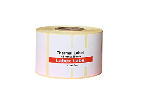 Thermo Etiketten 45x25 mm | Barcode etikett - Zebra etiketten ; 1.000 stück - Thermodirekt etiketten - 1 Rolle ;1.000 Thermo label (1 Rolle) von labex label