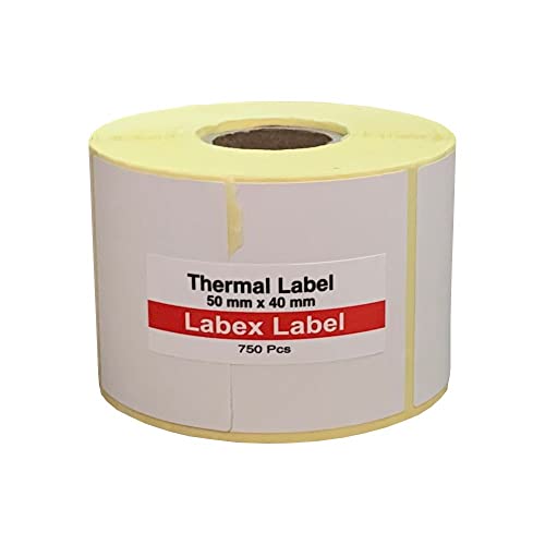 Thermo Etiketten 50x40 mm | Zebra etiketten, adressetiketten - Thermo etiketten auf rolle; 750 stück - Thermodirekt etiketten - 1 Rolle ;750 Thermo label (1 Rolle) von labex label