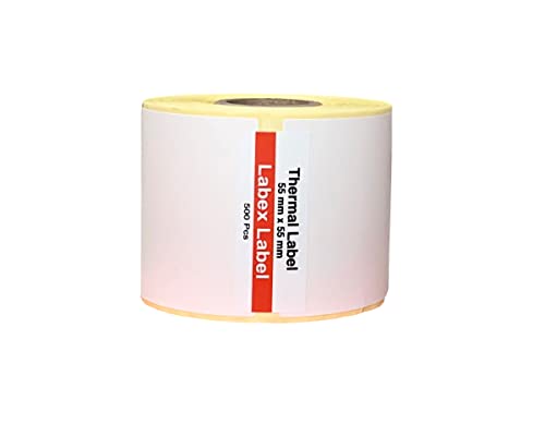 Labex Label - Thermo Etiketten 55x55 mm | Zebra etiketten, adressetiketten - 1 rolle : 500 stück - Thermodirekt etiketten - 1 Rolle ;500 Thermo label Barcode/Adresse Thermo Etiketten von labex label