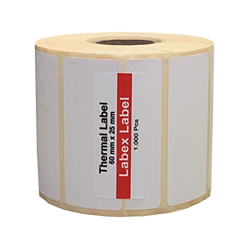 Thermo Etiketten 60x25 mm | Zebra etiketten, adressetiketten - Thermo etiketten auf rolle; 1.000 stück - Thermodirekt etiketten - 1 Rolle ;1.000 Thermo label (1 Rolle) von labex label