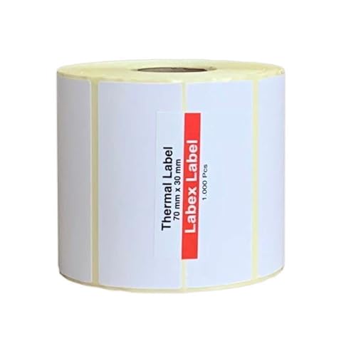 Thermo Etiketten 70x30 mm | Zebra etiketten - Thermo etiketten auf rolle; 1.000 stück - Thermotransfer etiketten - 1 Rolle ;1.000 Thermo label (1 Rolle) von labex label