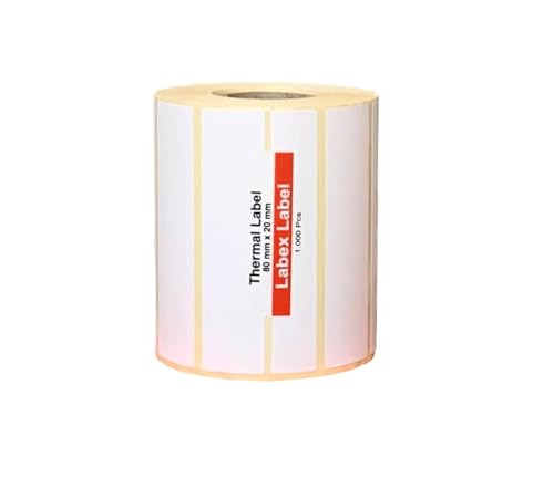 Labex Label - Thermo Etiketten 80x20 mm | Zebra etiketten - Thermo etiketten auf rolle; 1.000 stück - 1 Rolle ;1.000 Thermo label Barcode/Adresse Thermo Etiketten von labex label