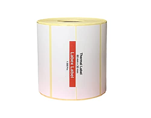 Thermo Etiketten 80x30 mm | Zebra etiketten - Thermo etiketten auf rolle; 1.000 stück - Thermotransfer etiketten - 1 Rolle ;1.000 Thermo label adressetiketten(1 Rolle) von labex label