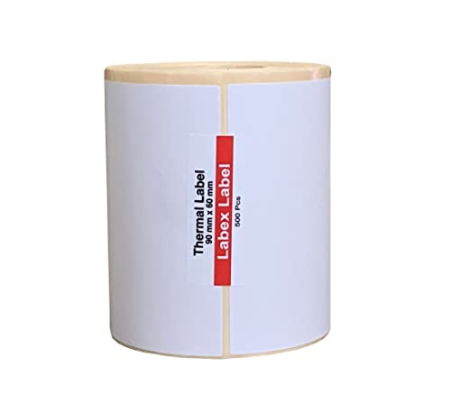 Labex Label - Thermo Etiketten 90X60 mm | Zebra etiketten- Thermo etiketten auf rolle; 500 stück - 1 Rolle ;500 Thermo label Barcode/Adresse Thermo Etiketten von labex label