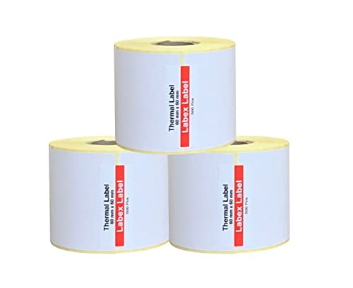 Thermodirekt etiketten 60x60 mm | Zebra etiketten - Thermo etiketten, 3 rolle; 1.500 stück - 1 Rolle ;500 Thermo label (3 Rolle) von labex label