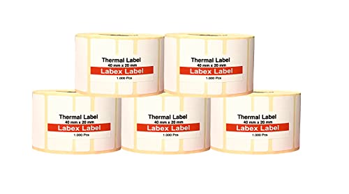 Labex Label - Zebra etiketten 40x20 mm | Barcodeaufkleber - Thermodirekt Etiketten - 5 rolle ; 5.000 stück - Thermo label Barcode/Adresse Thermo Etiketten von labex label