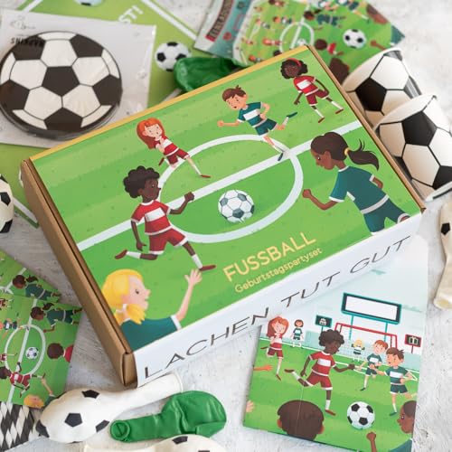 Ultimatives Partyset zum Fussball Geburtstag - Kindergeburtstag Deko - Einaldungen, Mitgebsel, Tischdeko - Fussball Kindergeburtstag, produziert in der EU, Startup aus DE von lachentutgut.de