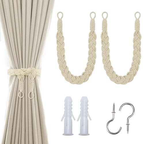 2 Stück Vorhang Raffhalter Vorhang Raffhalter Vorhang Halter Handgestrickte Vorhang-Raffhalter,Vorhangbinder, Gardinen Raffhalter für Haus Office, Wohnzimmer, Schlafzimmer (Beige) von laeeyin