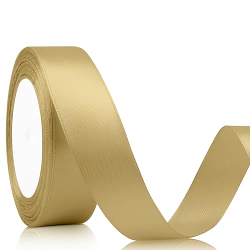 Geschenkband Satinband 22m Geschenkband Breit 20mm Schleifenband,Geschenkband Hochzeit Stoff, Satin-Geschenkband zum Geschenkverpackung, Bastelarbeiten, Geburtstag Hochzeitsdekoration (Golden) von laeeyin