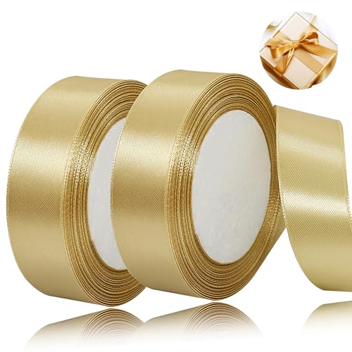 laeeyin Geschenkband Satinband 44m Geschenkband Breit, 20mm Schleifenband,Geschenkband Hochzeit Stoff, Satin-Geschenkband, Perfekt für Hochzeiten, Geburtstage und Festliche Anlässe (golden) von laeeyin