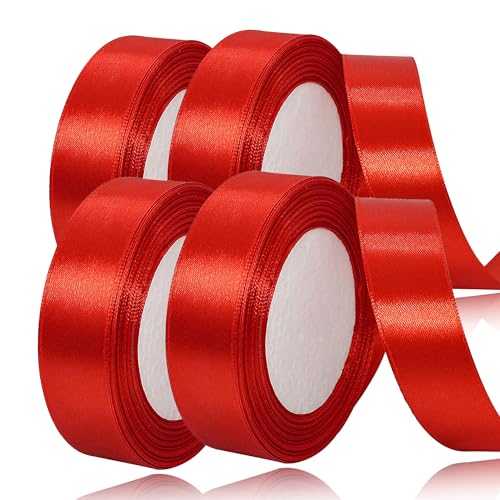 laeeyin Geschenkband Satinband 88m Geschenkband Breit, 20mm Schleifenband,Geschenkband Hochzeit Stoff, Satin-Geschenkband, Perfekt für Hochzeiten, Geburtstage und Festliche Anlässe (Rot) von laeeyin