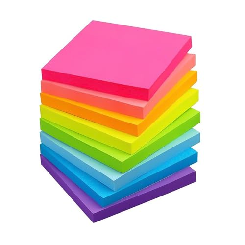 lafo 640pcs Farbige Haftnotizen, Blatt Sticky Notes 76 x 76 mm, 8 Farben von Klebezettel, Selbstklebende Klebezettel für Büro Zuhause Schule Sitzung von lafo