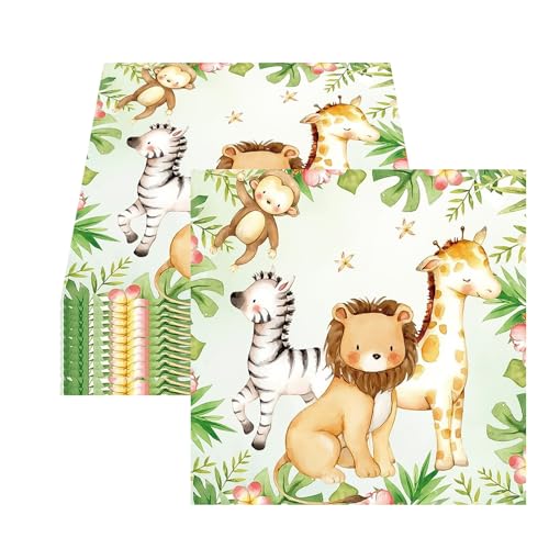 lafo Napkins for Children's Birthday Party, 40 Stück Servietten 1. Geburtstag Jungen mit Waldtier-Motiven,Wild One Servietten Kindergeburtstag, 33x33cm Wild One Theme Servietten Dekoration (cute) von lafo