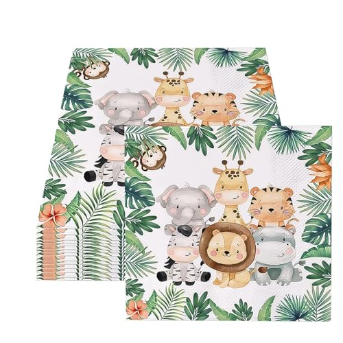 lafo Napkins for Children's Birthday Party, 40 Stück Servietten 1. Geburtstag Jungen mit Waldtier-Motiven,Wild One Servietten Kindergeburtstag, 33x33cm Wild One Theme Servietten Dekoration (vigour) von lafo