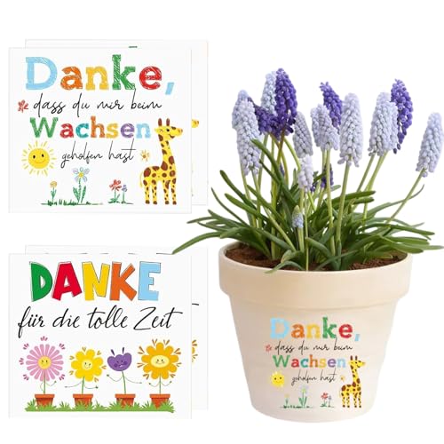 4 Stück Blumentopf Aufkleber, Aufkleber für den Blumentopf Dankeschön, Wasserfester Aufkleber für den Blumentopf, Aufkleber Danke, Danke, dass du mir beim Wachsen geholfen hast von lafomukea