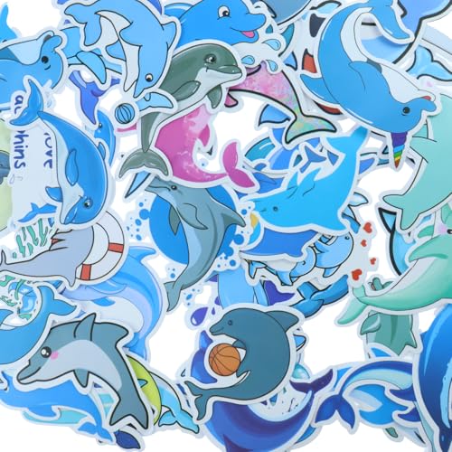 50 Stück Delfin Aufkleber, Meerestiere Sticker Set, Aufkleber für Kühlschrank, Fahrrad, Motorrad, Phone, Skateboard, Laptop, Auto, Erwachsene Kinder von lafomukea