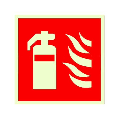 Feuerlöscher Schild, PVC Selbstklebend, Extra Langnachleuchtend, Rettungsschild, Nachleuchtend, Auch für Außen Piktogramm von lafomukea