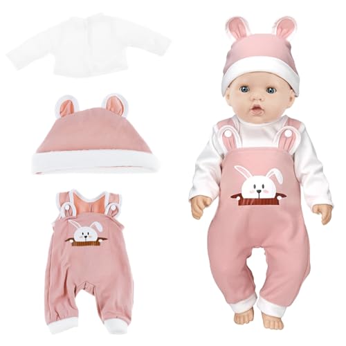 Kleidung Outfits für Baby Puppen Kleidung, Puppenkleidungsset, Puppenkleidung 18 Zoll, Kleidung Puppenzubehör mit Hut für Kinder Mädchen Jungen (Hasen) von lafomukea