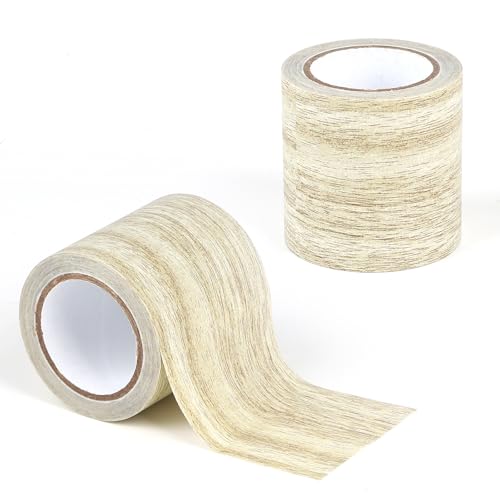 lalago Holzoptik Klebeband, 2 Rolle 5,7 cm x 4,57 m Realistische Holzmaserung Reparatur, Selbstklebend Holzmaserung Panzertape, Kratzer Reparatur für Weichsockelleiste Türen Wände Möbel (Hellgrau) von lalago