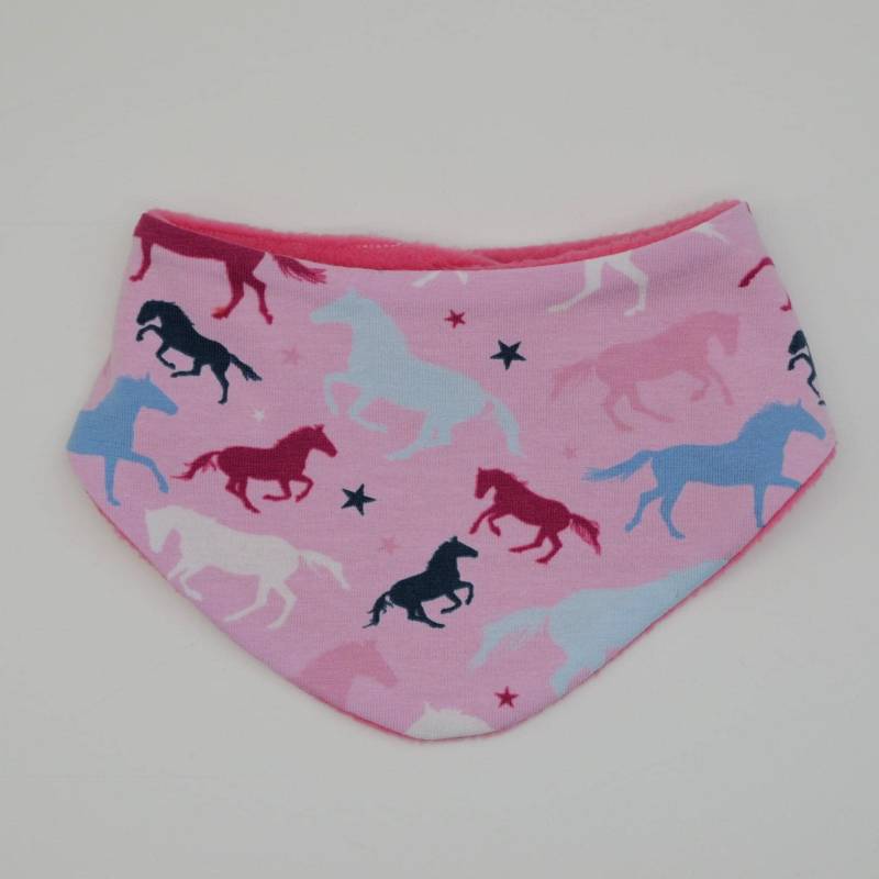 Baby Lätzchen | Mädchen 0-3 Jahre Einhorn Pferde Pink Weiß Hellrosa Fleece Jersey Sabberlatz Halstuch Bib Geburtstag Geschenk Geburt von lamaika