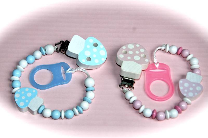 Baby Schnuller Kette - Rosa, Hellblau Silber Lila von lamiastellaDesign