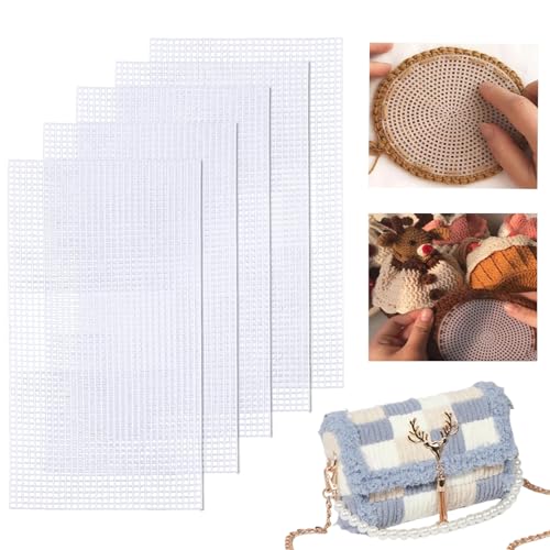 5 StüCk Mesh Canvas Sheets Plastic Plastic Canvas Sheets Weiß Mesh Diy Bag ZubehöR Kreuzstich Meshstoff Weich Dauerhaft 33 * 50cm FüR Diy Tasche, Stricken Und HäKeln von landscape lights2K