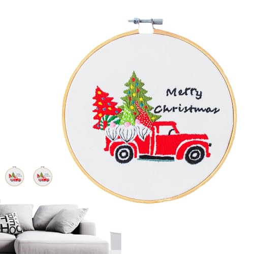 lanliflying Weihnachten Stickerei Kit - Stickset Ornamente Weihnachten - Handgefertigtes Stickset, Weihnachtsmaterial Kit mit gestempeltem Stickmuster für Anfänger von lanliflying