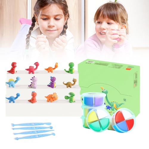 Air Dry Clay Kit for Kids, Neue Modelliermasse, Kinderknete, Fördert Fähigkeit von Kindern, Gegenstände und Kunsthandwerk zu Erkennen, für Kindergarten und Familienerziehung (Dinosaurier) von laocaf