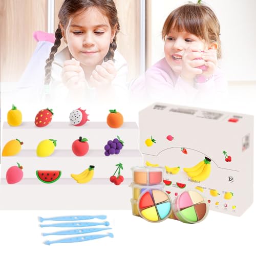 Air Dry Clay Kit for Kids, Neue Modelliermasse, Kinderknete, Fördert Fähigkeit von Kindern, Gegenstände und Kunsthandwerk zu Erkennen, für Kindergarten und Familienerziehung (Obst) von laocaf