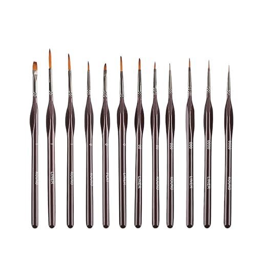 12 Stück Malpinsel Set für Künstler, Künstlerpinsel im Set,Pinsel Set für Aquarell, Premium Nylon Acrylfarben Pinsel,Malerei Ölfarben Brush Set von laoxiangji