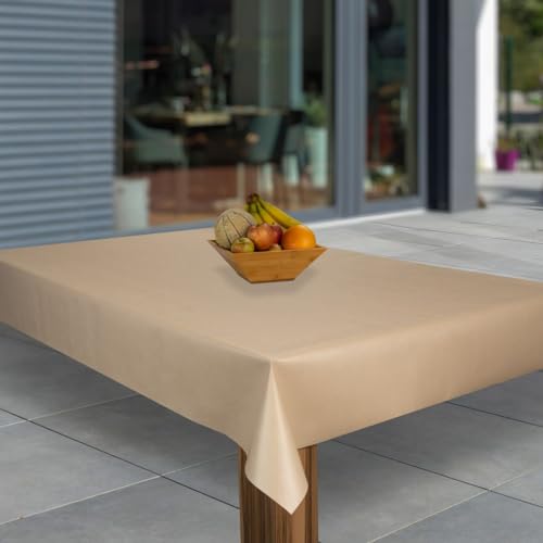 laro Wachstuch-Tischdecke Abwaschbar Garten-Tischdecke Wachstischdecke PVC Plastik-Tischdecken Eckig Meterware Wasserabweisend Abwischbar, Muster:Geprägt Beige, Größe:118x160 von laro