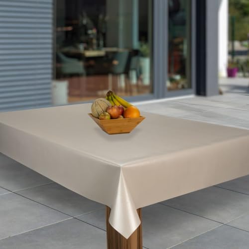 laro Wachstuch-Tischdecke Abwaschbar Garten-Tischdecke Wachstischdecke PVC Plastik-Tischdecken Eckig Meterware Wasserabweisend Abwischbar, Muster:Lederoptik Beige Hell, Größe:100x140 von laro