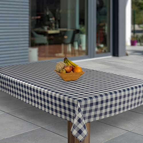 laro Wachstuch-Tischdecke Abwaschbar Garten-Tischdecke Wachstischdecke PVC Plastik-Tischdecken Eckig Meterware Wasserabweisend Abwischbar AP, Muster:Blau Weiß Karo, Größe:140x2000 von laro