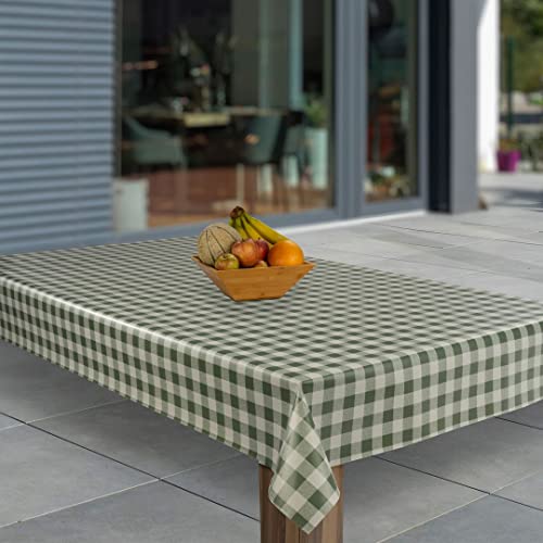 laro Wachstuch-Tischdecke Abwaschbar Garten-Tischdecke Wachstischdecke PVC Plastik-Tischdecken Eckig Meterware Wasserabweisend Abwischbar AP, Muster:Grün Weiß Karo, Größe:118x240 von laro