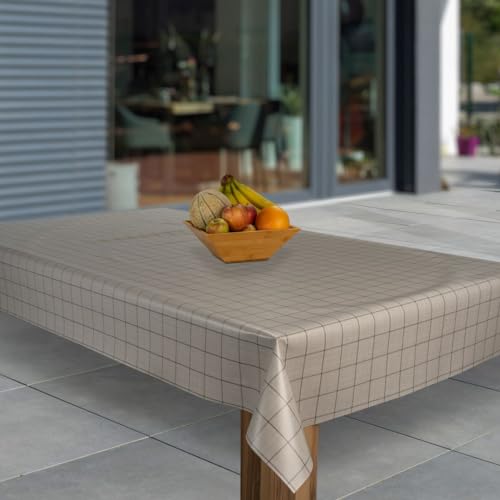 laro Wachstuch-Tischdecke Abwaschbar Garten-Tischdecke Wachstischdecke PVC Plastik-Tischdecken Eckig Meterware Wasserabweisend Abwischbar G03, Muster:Karo Schwarz Beige, Größe:140x1000 von laro