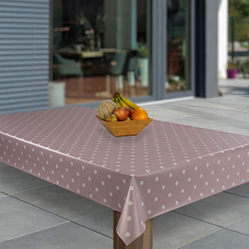 laro Wachstuch-Tischdecke Abwaschbar Garten-Tischdecke Wachstischdecke PVC Plastik-Tischdecken Eckig Meterware Wasserabweisend Abwischbar G07, Muster:Pink Punkte, Größe:100x280 von laro