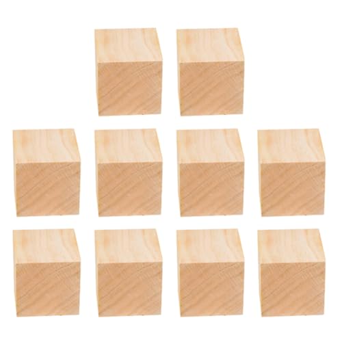 10 Stück unlackierte Holzwürfel, natürlich, unlackiert, Massivholz, quadratische Blöcke für DIY-Projekte, Heimdekoration, Alphabet-Blöcke, Puzzle, 2,5 x 2,5 cm von lasenersm