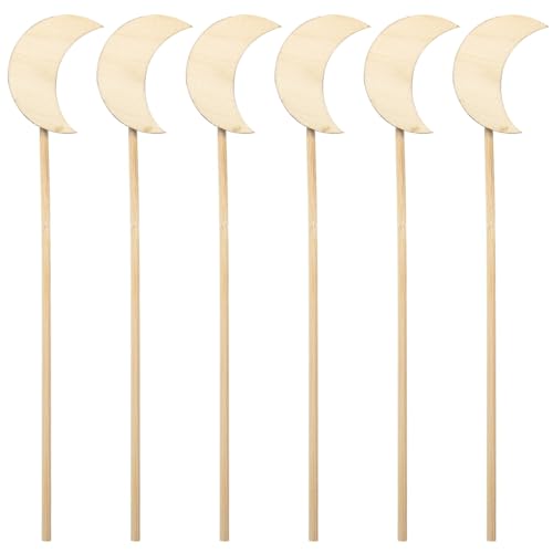 6 Stück Holz Mond Fee Zauberstäbe Unvollendete Holz Fee Zauberstab Stick Blank Holz Handwerk Zauberstäbe DIY Feenstäbe für DIY Handgemachte Weihnachten Halloween Party Cosplay von lasenersm