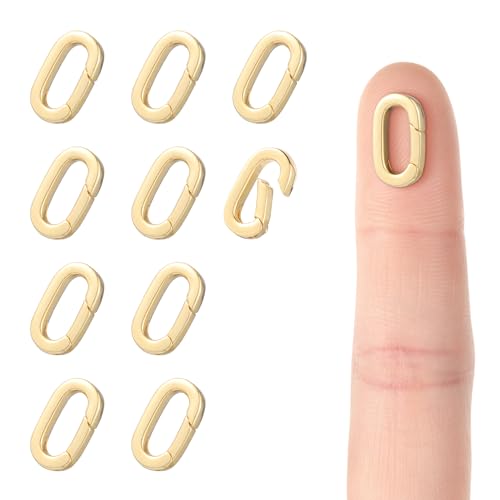 10St Karabiner mit Ovalem Verschluss, Halsketten Verschlüsse Ovaler Federring Rverschluss Halsketten Verbinder für die Herstellung von Armbändern und Halsketten zum Finden von Schmuck (Gold) von lasuroa