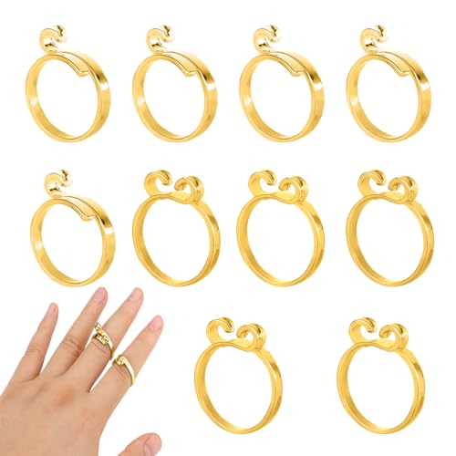 10stk Häkelring, Verstellbare Strickschlaufe Häkelschlaufe Garnspannungsring Messing Offene Garnführung Häkelring Strick-Fingerhut für Häkeln Quilten Nähen Basteln DIY (Gold) von lasuroa