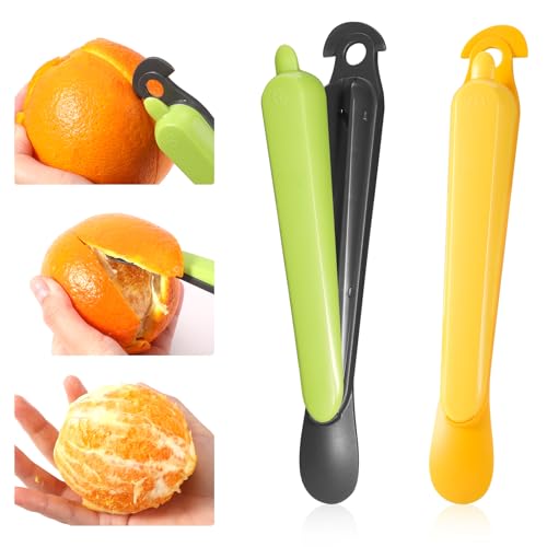 2 Stück 5-in-1-Orangenschäler, Edelstahl Obstschäler Küchenhelfer Orangenschäler Pampelmusenschäler Zitrusschalenschneider, Leicht zu Schälen für den Heim- Küchengebrauch (Grün, Gelb) von lasuroa