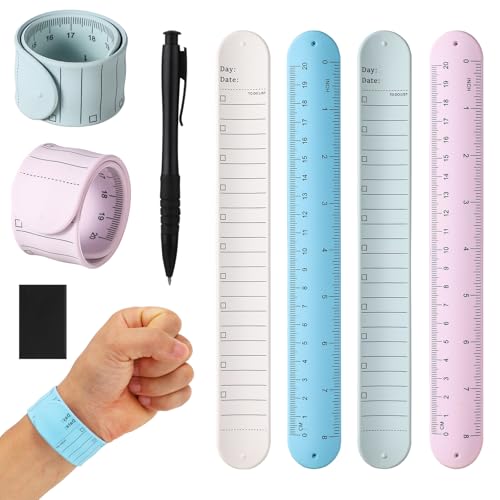 4stk Handgelenk Notizen, 23,8x3x0,25cm Silikon Memo Armband Löschbar Tragbares To-Do-Liste Notizblock Armband mit Stift Radiergummi für Studenten Krankenschwestern tägliches Lernen Arbeit von lasuroa