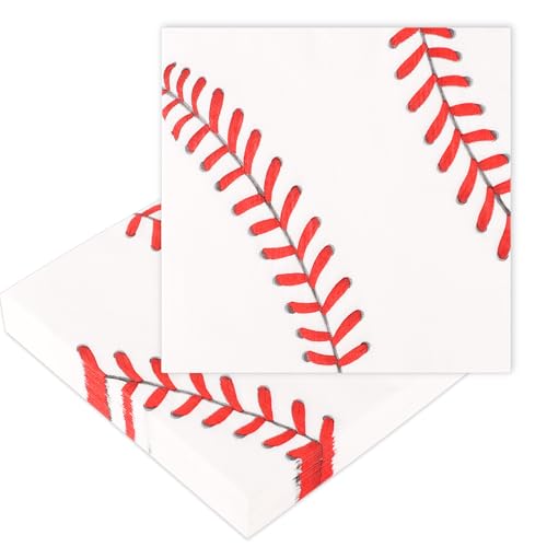 50stk Baseball Servietten, 16,5x16,5cm Baseball Getränke Servietten Servietten mit Baseball-Muster Cocktail Baseball-Partyzubehör für Sportpartys Geburtstage Hochzeitsdekorationen von lasuroa