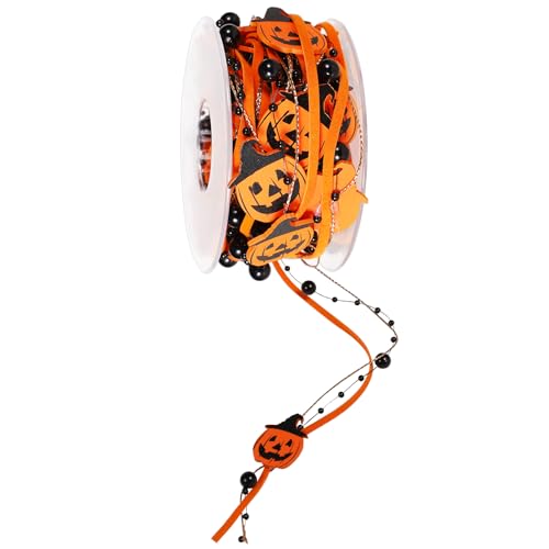 Halloween Band zum Basteln, 5m orange kürbis band kreativ Halloween Baumband halloween geschenkband Perlenband zum Verpacken von Geschenken Halloween Party Dekorationen von lasuroa