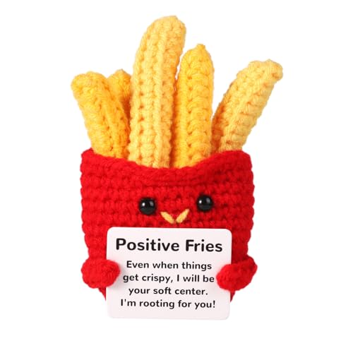 Lustige Positive Pommes, 10cm Positive Kartoffel Süße Häkelpuppe aus Wolle mit Positiver Karte Geschenk zur Emotionalen Unterstützung für Freunde Kinder Urlaub Geburtstag Dekoration Ermutigung von lasuroa