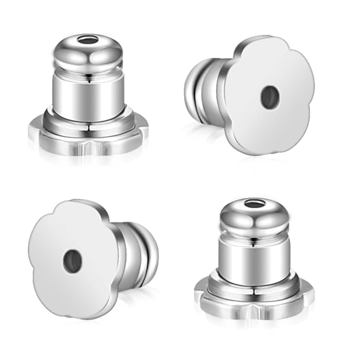 Ohrring-Verschlüsse, 4 Stück Silber Verriegelbare Ohrring Verschlüsse für Ohrstecker Ohrring-Verschlüsse Sicherheits Ohrring Stützträger (Silber) von lasuroa