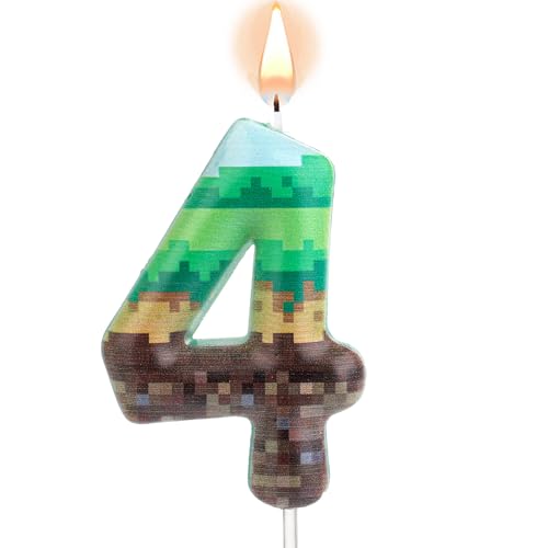 Pixel Geburtstagstorte Kerzen, Grün Pixel Kerze Geburtstagsdeko Pixel Zahlenkerze Pixeldruck Zahlen Kuchenaufsätze für Geburtstag Hochzeit Jubiläum Pixel Mottopartys (4) von lasuroa