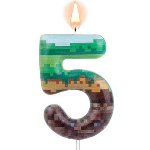 Pixel Geburtstagstorte Kerzen, Grün Pixel Kerze Geburtstagsdeko Pixel Zahlenkerze Pixeldruck Zahlen Kuchenaufsätze für Geburtstag Hochzeit Jubiläum Pixel Mottopartys (5) von lasuroa